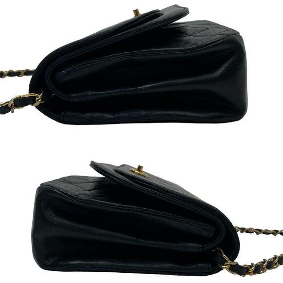 Authentic CHANEL Round Double Flap Quilted CC Logo Lambskin Chain Shoulder Bag - Picture 5 of 11